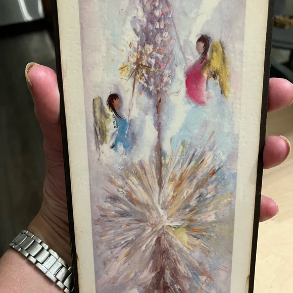 Vintage Ted DeGrazia Lighting The Lord’s Candle, Wood Wall Plaque - Picture 8 of 9